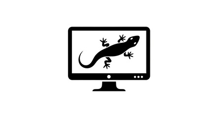 Monitor with reptile icon silhouette
