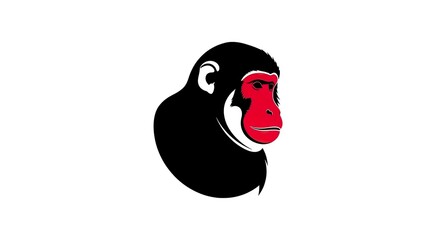Monkey head emblem design on white background