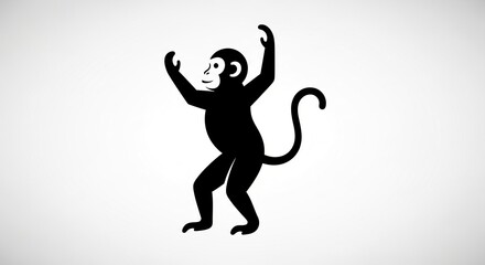 Monkey illustration silhouette black white