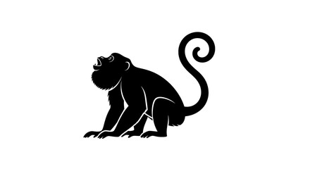Monkey silhouette on white