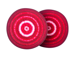 Vibrant beet halves isolated on transparent background