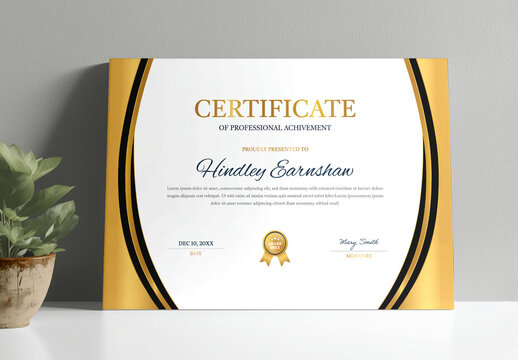 Elegant Gold Certificate Design Layout