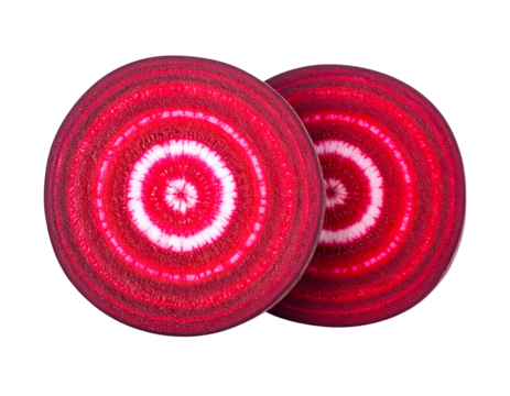 Vibrant beet halves isolated on transparent background