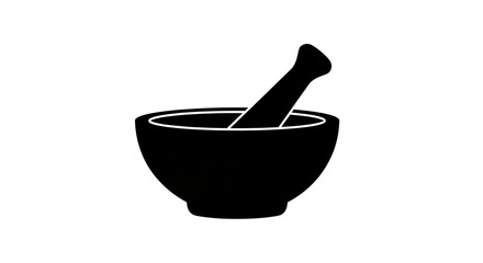 Mortar and pestle silhouette pharmacy concept