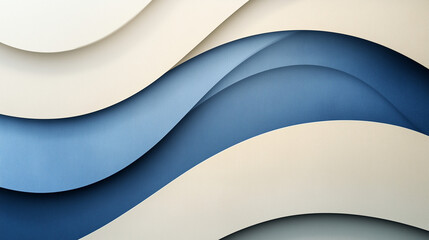 Abstract wave pattern in shades of blue and beige on textured background with copy space