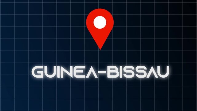 Guinea Bissau glowing location map icon animation showing soft floating highlights on a deep black backdrop.