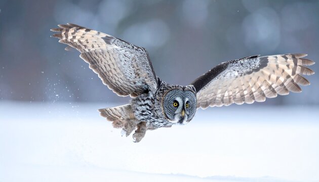 hawk owl in flight