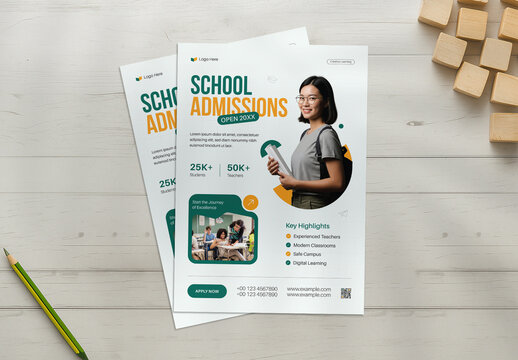 Modern School Admissions Flyer Template Design