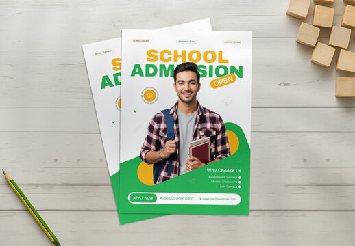 School Admission Flyer Design Template for Educational Enrollment Promotion
