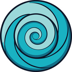 Naklejka premium Blue and teal spiral circular shape vector graphic.