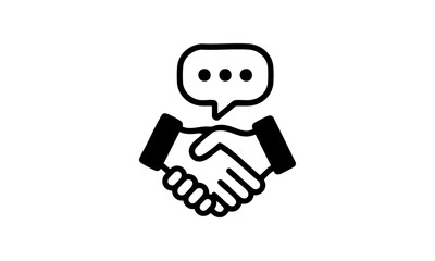 Minimalistisches Symbol für Konfliktlösung – Handschlag mit Sprechblase