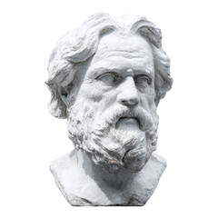 Obraz premium Classical White Marble Bust of Bearded Man with Long Hair in Artistic Style