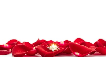 Romantic Rose Petals with Lit Candle Perfect for Valentine s Day Celebrations
