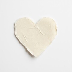 Fototapeta premium Creamy white heart-shaped texture applied to a white background artistic representation
