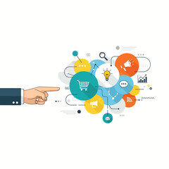 Business Marketing Illustration with White Clean Background