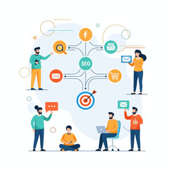 Business Marketing Illustration with White Clean Background