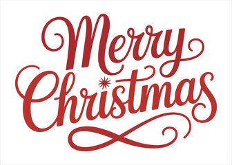 Elegant Merry Christmas Calligraphy Design in Festive Red for Holiday Greetings and Celebrations perfect for graphic design projects
