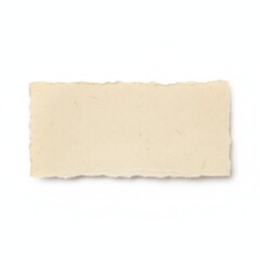 Obraz premium A small piece of torn cream-colored paper with rough edges isolated on a white background