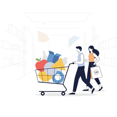 Shopping and Sale Illustration with White Clean Background