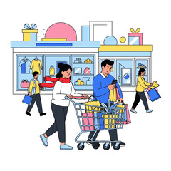 Shopping and Sale Illustration with White Clean Background