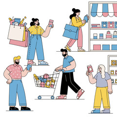 Shopping and Sale Illustration with White Clean Background