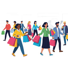 Shopping and Sale Illustration with White Clean Background