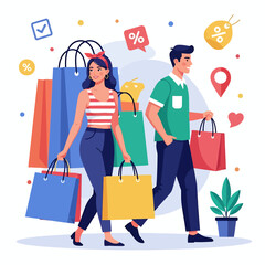 Shopping and Sale Illustration with White Clean Background