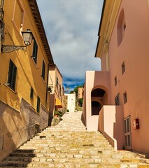 Portoferraio, Elba, Toscana, Italy, Europe - 26 September 2025, narrow street in the old town