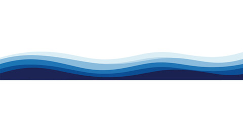 Abstract blue wave background layered paper cut style vector illustration for web design and decoration