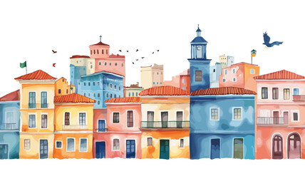Montevideo ? Ciudad Vieja. Montevideo ? Ciudad Vieja hand drawn watercolor illustration