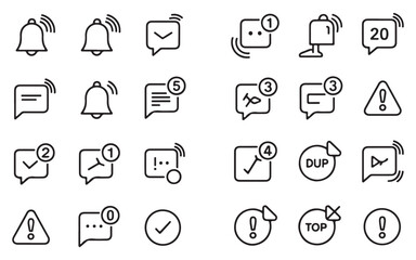  Collection of hand drawn notification icons and symbols for alerts and messages