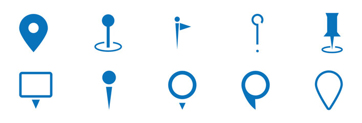 Set of map pin location icons. Modern map markers Location or map pin icon symbol set. Location pointer. Vector illustration. 