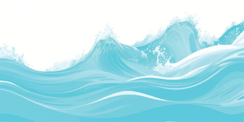 Hand-drawn ocean waves illustration stylized blue water background perfect for summer themes and nautical designs © The Alpha