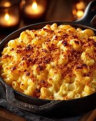 A delicious serving of creamy mac and cheese in a pan