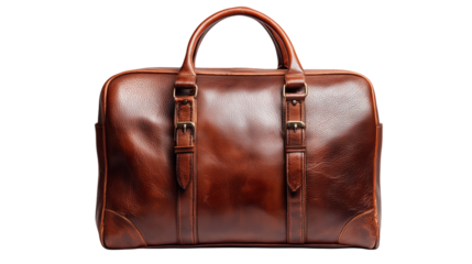 Classic brown leather briefcase designed for professionals in an office environment during daytime use Generative AI