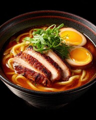 Close up photo of steaming bowl of delicious ramen noodles