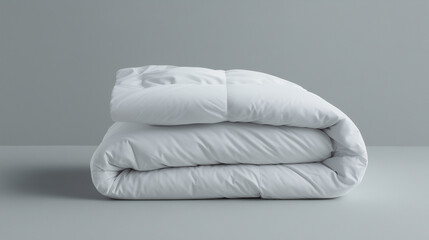 Warm and cozy white comforter neatly folded on a clean surface in a modern room setting during daylight hours Generative AI
