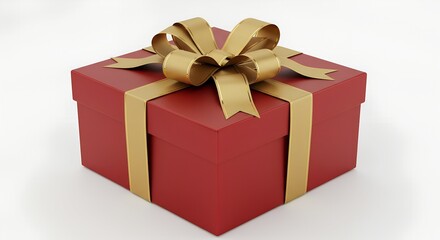 Obraz premium Luxury red gift box with beautiful ribbon on white background