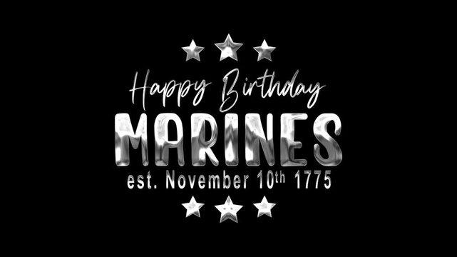 Happy birthday marines with stars, suitable for celebrating marine corps birthdays or veteran appreciation events. Great for military themed projects.