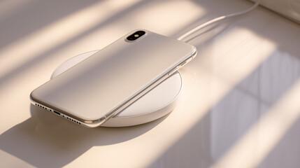 Wireless smartphone charging on a sunny day by the window brings convenience and modern living to life Generative AI