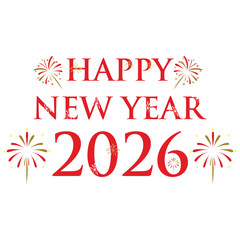 Happy New Year 2026 logo design vector. Fireworks, Sparks and trendy New Year 2026 design templates.