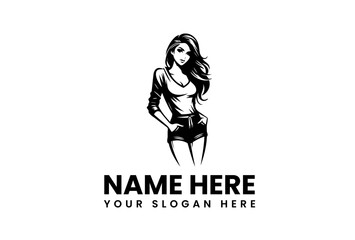Elegant Silhouette of a Woman in Stylish Attire with Customizable Text for Branding or Design Purposes