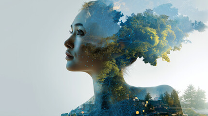 ai powered sustainability awareness concept, blending natural and digital elements