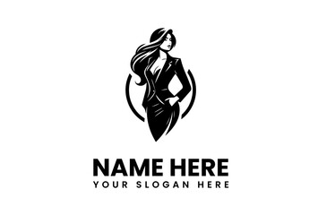 Elegant Woman in a Business Suit Logo, Professional Female Icon for Corporate Branding