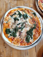 Thin Crust Spinach Mushroom Pizza