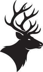 Deer Head Silhouette with Antlers &ndash; Elegant Wildlife Icon for Rustic, Nature, and Christmas Design