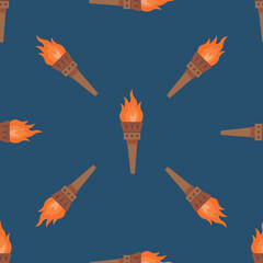 Seamless pattern with Olympic flame. Torches with fire. Endless textures for your design