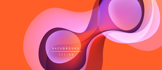 Abstract flowing shapes, vibrant colors. Orange, pink, purple gradients create dynamic visual effect. Modern design element.