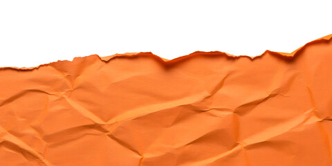 Orange torn paper texture with crumpled surface and rough edge perfect for design backgrounds, scrapbooking, digital art, and craft templates.
