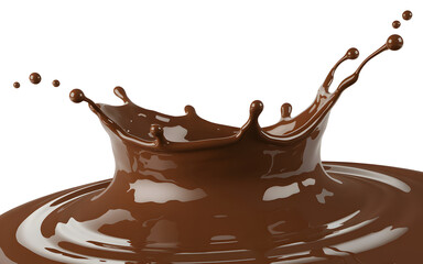 Realistic chocolate splash with glossy texture and smooth motion, perfect for dessert design, advertising, packaging, background, and food art.